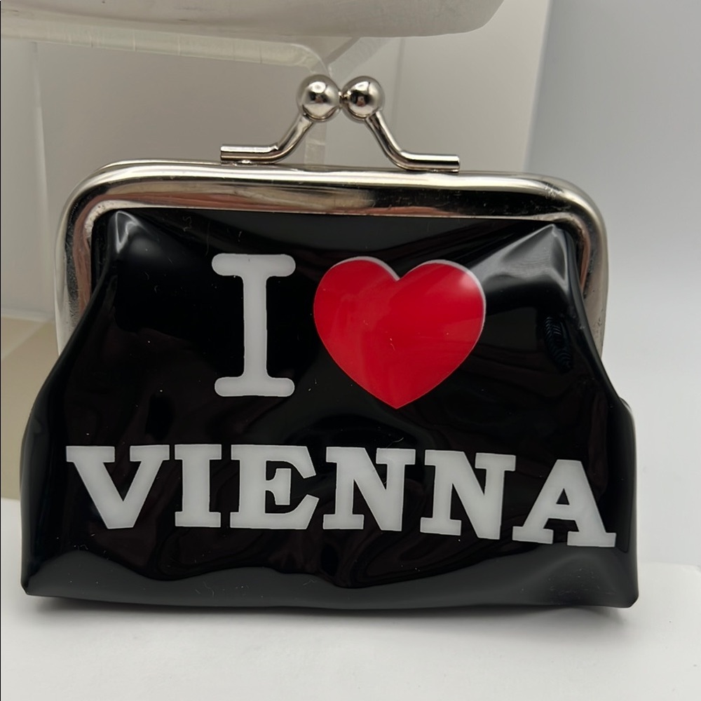 Black and Red Coin Bag with Kiss-Lock Closure. Purchased In Vienna, Collectible